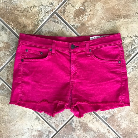 rag & bone Pants - Rag & Bone Magenta Cut Off Jean Shorts